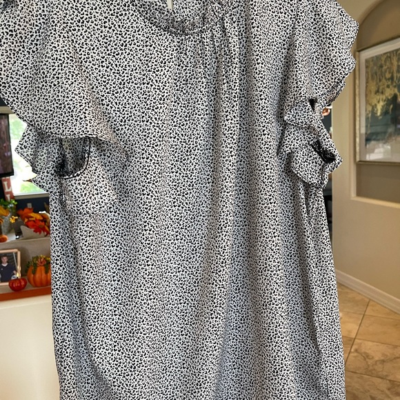 Women’s LG White & Black Print Philosophy Blouse, Never Worn - Picture 2 of 6